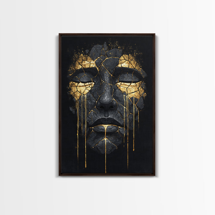 Canvas Gold Art Canvas Art of Yggdrasil | Norse World Tree Artwork in a Real Wood Frame | Viking Decor for Study, Man Cave, or Office
