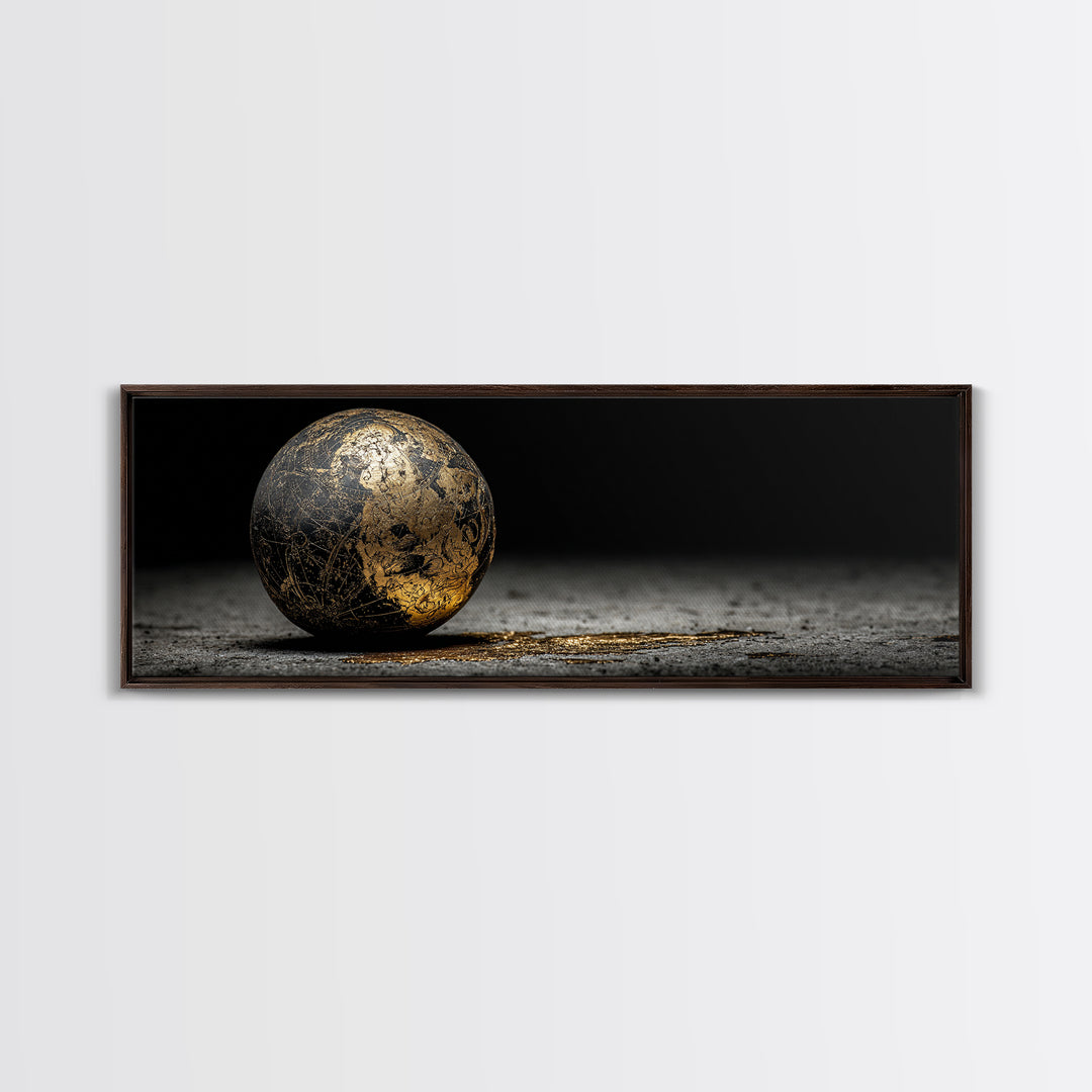 Norse Cosmos Orb Canvas Gold Art Nordic Mythology Canvas Art Viking Sphere Decor framed in authentic wood, Unique Dad Gift
