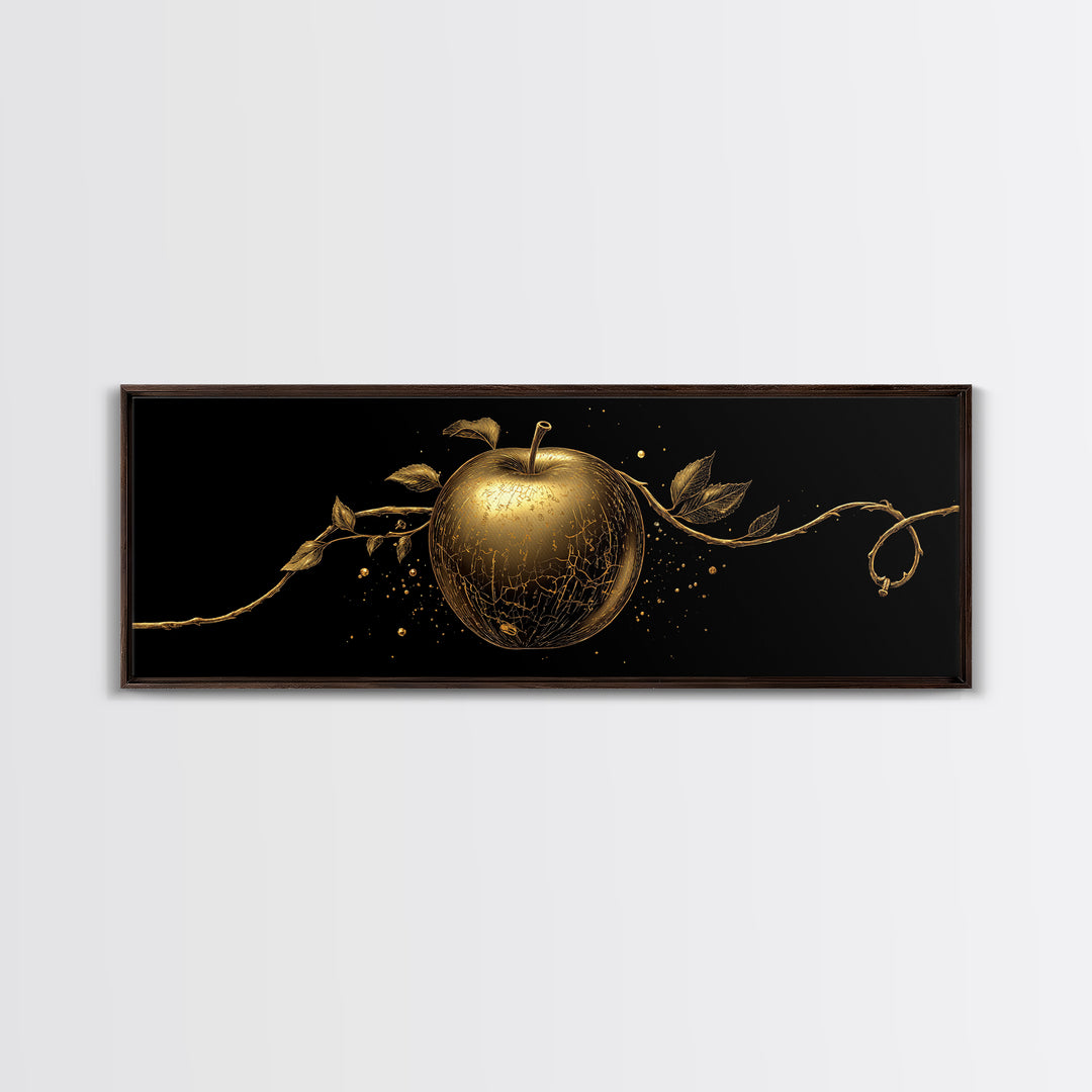 Golden Apple of Idunn Canvas Gold Art Norse Mythology Canvas Art Viking Decor framed in real wood, Unique Nordic Office Art