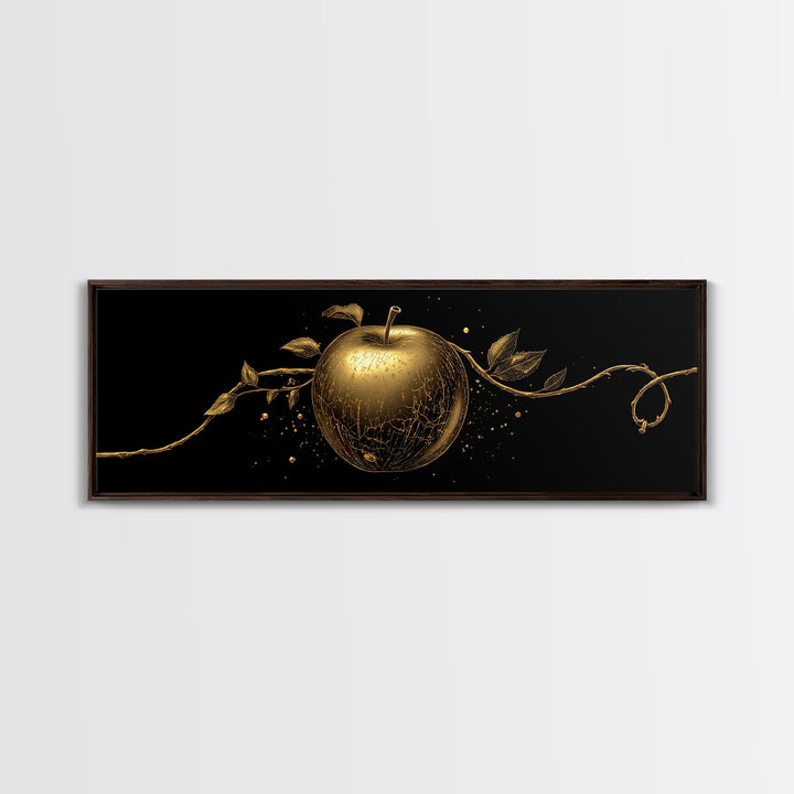 Golden Apple of Idunn Canvas Gold Art Norse Mythology Canvas Art Viking Decor framed in real wood, Unique Nordic Office Art