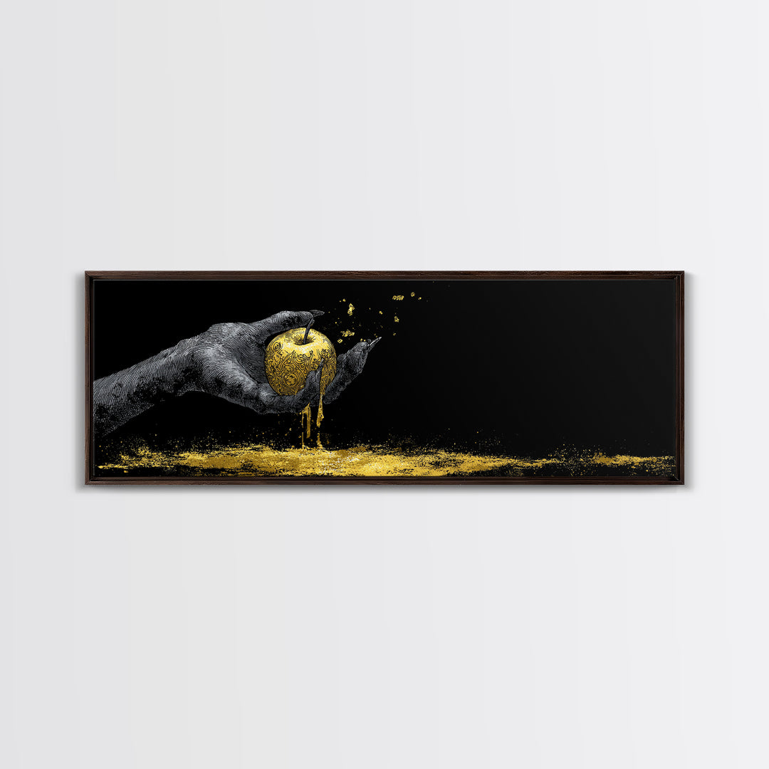 Canvas Gold Art Norse Apple of Immortality Canvas Art, Nordic Mythology Wall Decor with real wood frame, unique Viking Office Gift