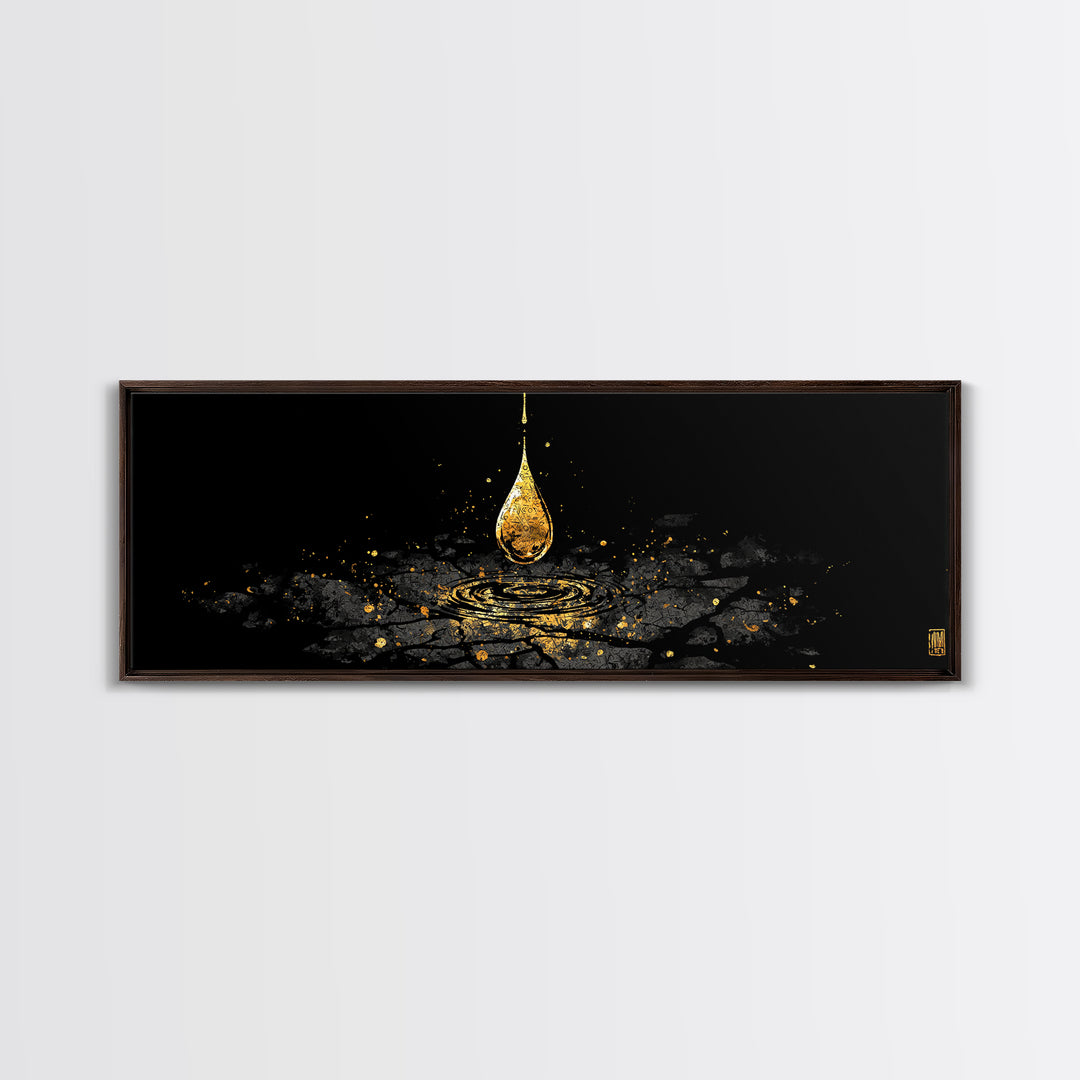 Odin’s Golden Tear Canvas Gold Art, Norse Mythology Inspired Canvas Art Wall Decor, Viking Office Accent framed in wood