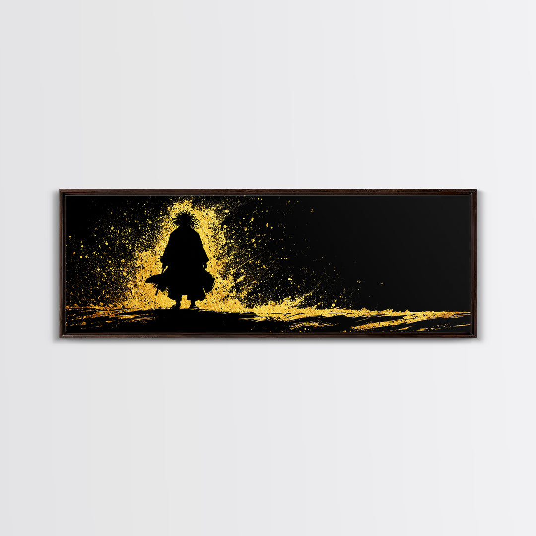 Njord Norse God of the Sea Canvas Gold Art Canvas Art – Viking Ocean Wall Art, Nordic Mythology Office Decor, natural wood framed