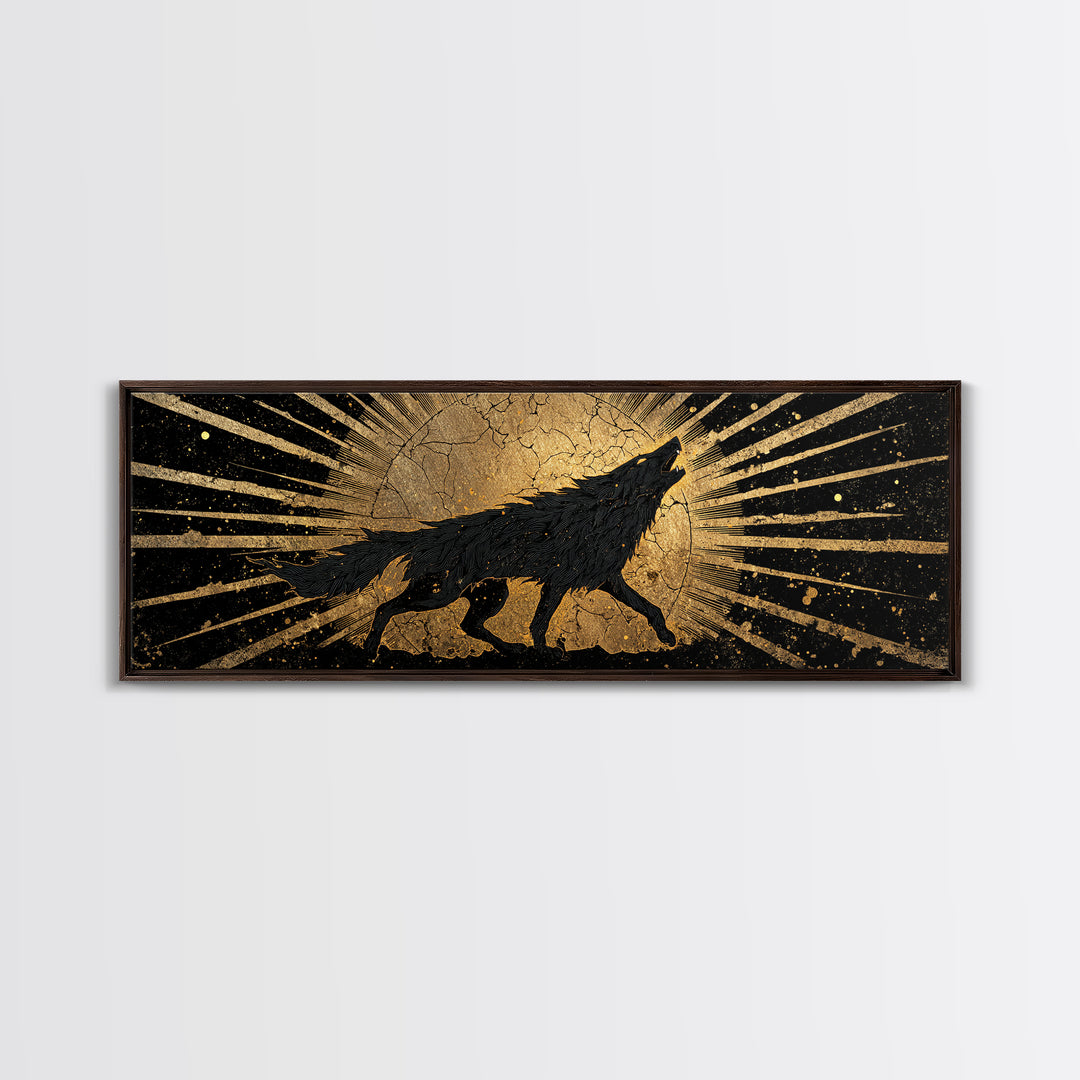 Canvas Gold Art Ragnarok Canvas Art | Norse Mythology Wall Decor framed in rustic wood | Viking Epic Gift for Him or Dad