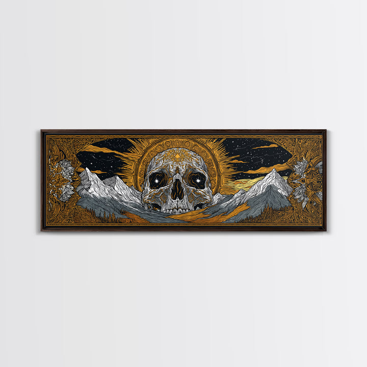 Norse God Ymir Canvas Gold Art, Nordic Mythology Canvas Art in Real Wood Frame, Viking Inspired Office Wall Art for Men