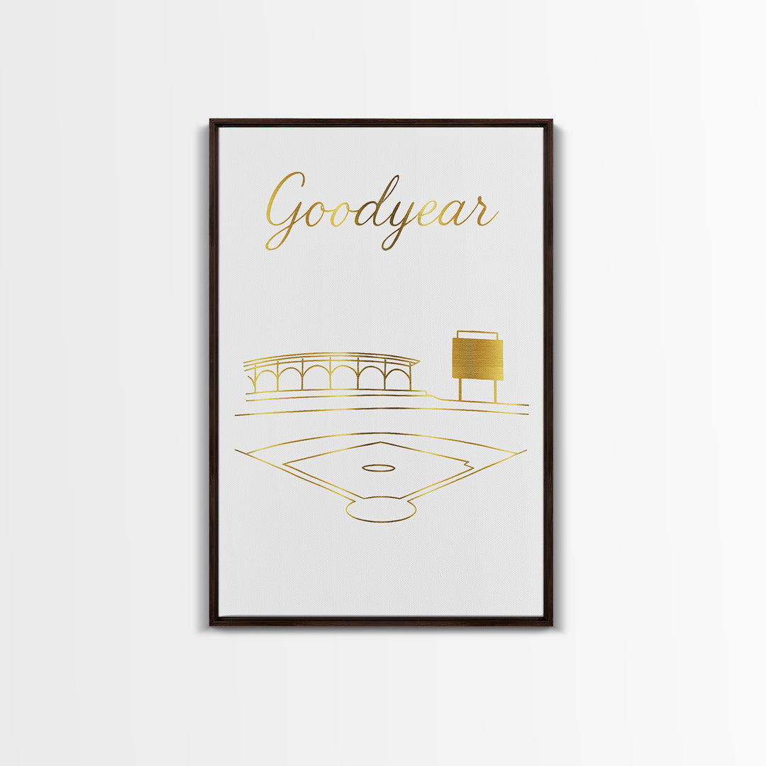 Goodyear Travel Poster, Framed Canvas Print, Clean Sketch Wall Art, Goodyear City Art, Vintage Travel Art, Vintage City Art, Wall Art