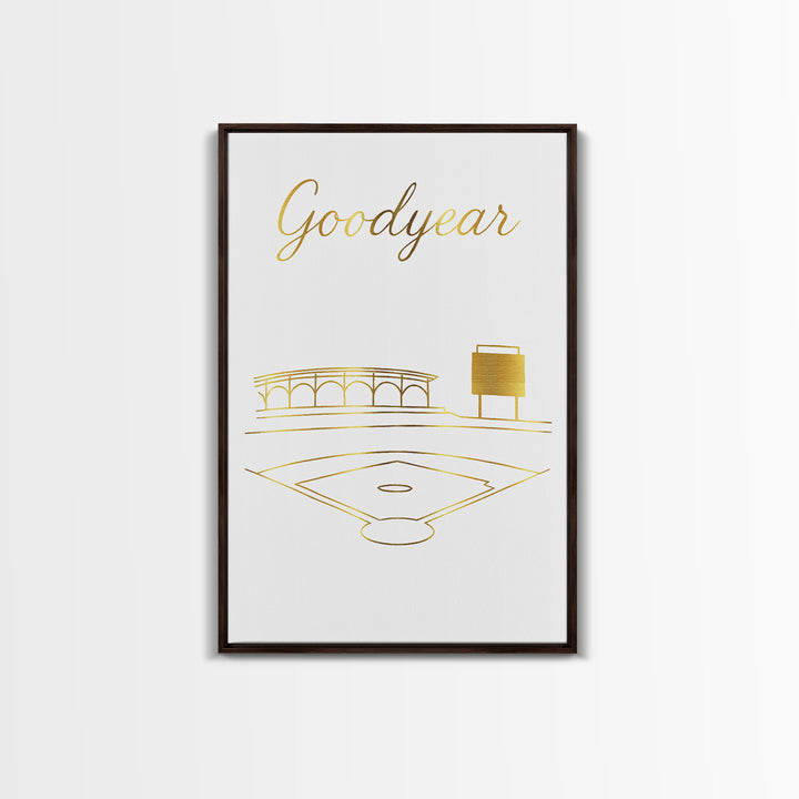 Goodyear Travel Poster, Framed Canvas Print, Clean Sketch Wall Art, Goodyear City Art, Vintage Travel Art, Vintage City Art, Wall Art