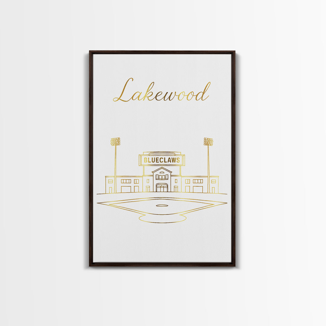 Lakewood Travel Poster, Canvas Print, White Gold Minimalist Art, Lakewood City Art, Mid Century Wall Art, Home Office Decor, Poster Print