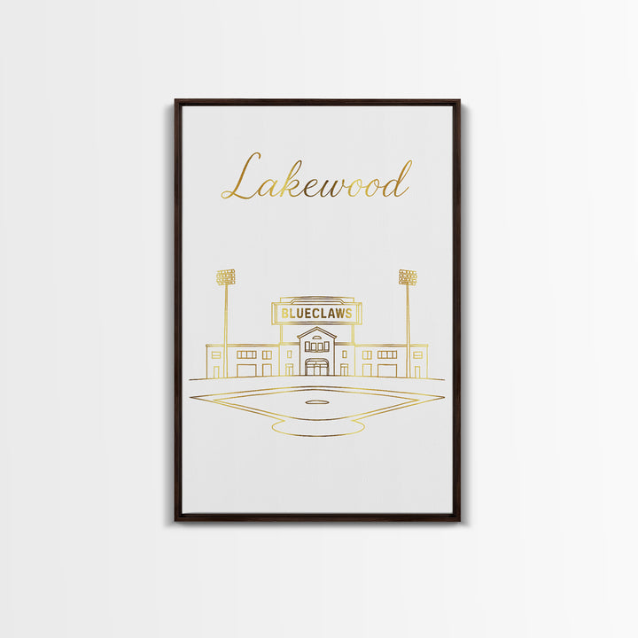 Lakewood Travel Poster, Canvas Print, White Gold Minimalist Art, Lakewood City Art, Mid Century Wall Art, Home Office Decor, Poster Print