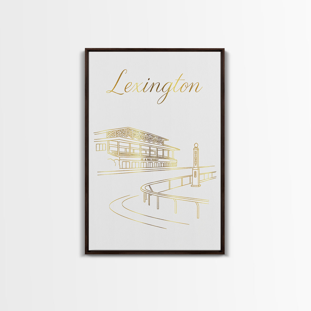 Lexington Travel Poster, Canvas Print, Gold Outline Poster Art, Lexington Wall Art, Gift For Travelers, Vintage Travel Print, Art Print
