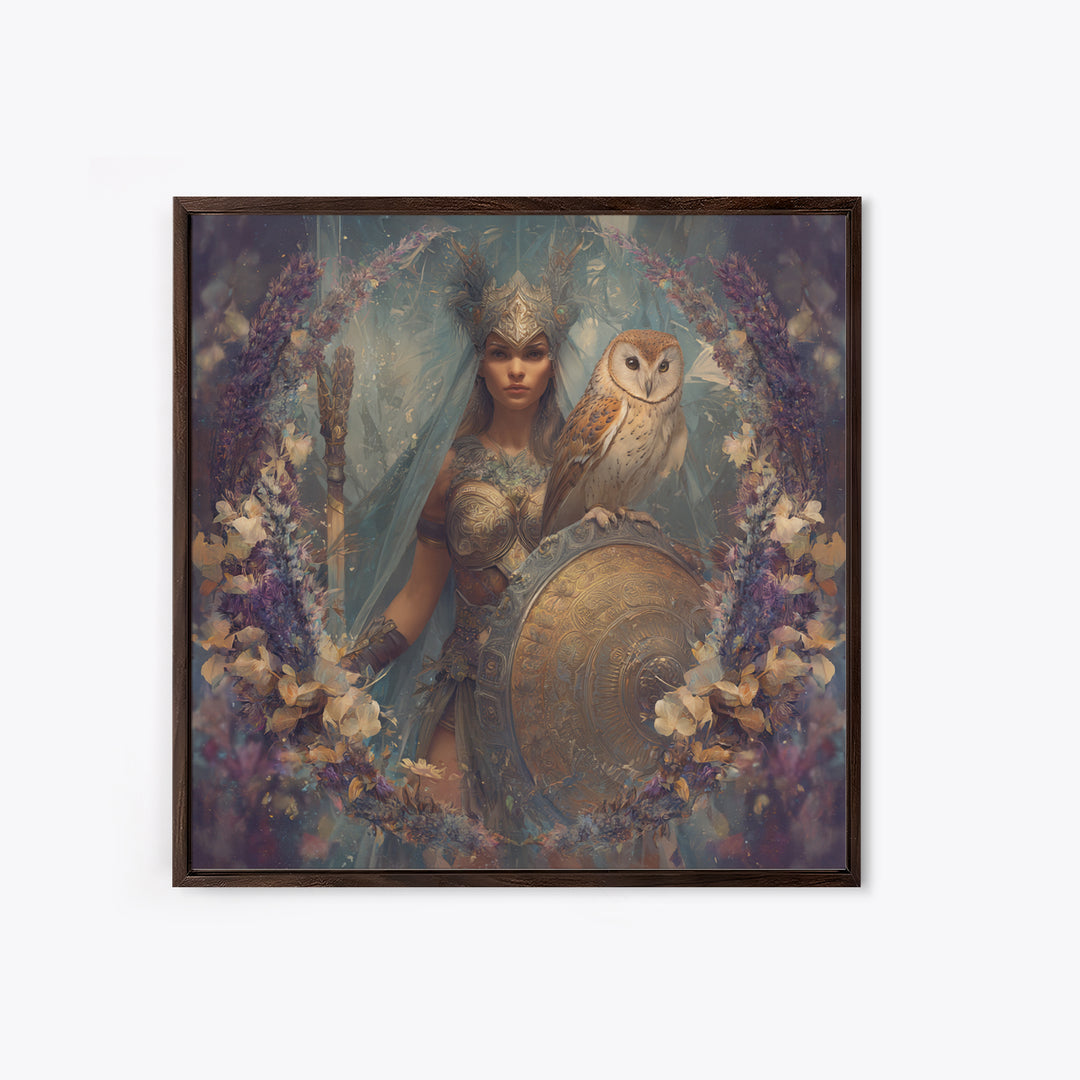Athena Warrior Woman Framed Canvas Print, Mythological Art, Digital Art Download, Living Room Decor, Oil Painting, Legend, MYT-1x1-74