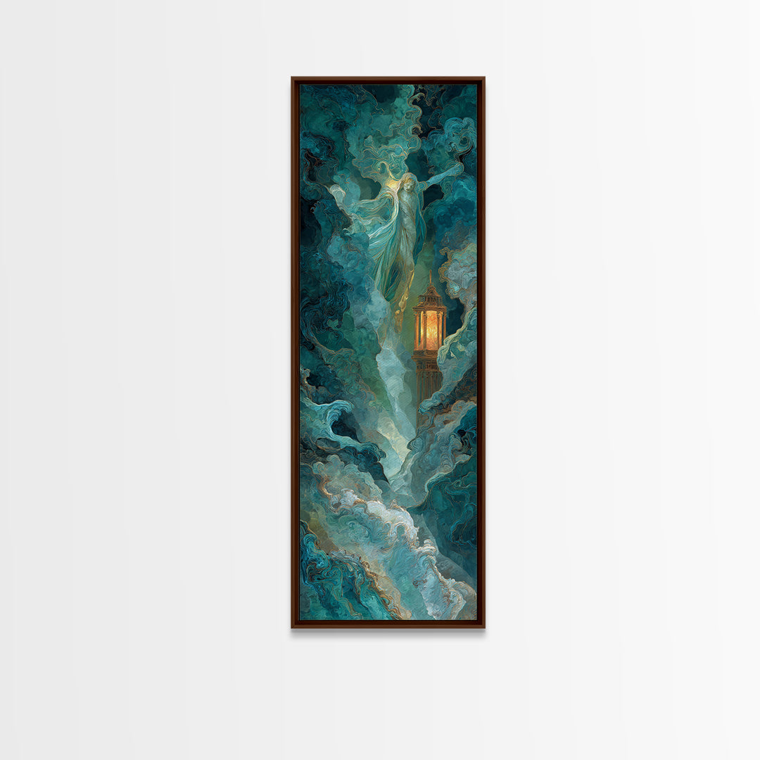 Poseidon Figure Rising from Stormy Ocean Canvas Print, Mythological Art, Print, Living Room Decor, Legend, Dark Academia Decor, MYT-1x3-39