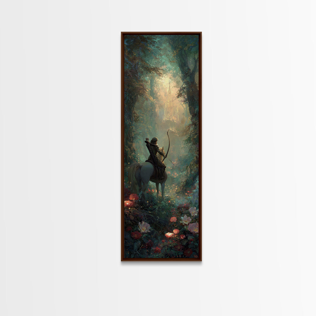 Centaur Archer in Misty Forest Framed Canvas Print, Mythological Art, Modern Decor, Living Room Decor, Oil Painting, Legend, MYT-1x3-4