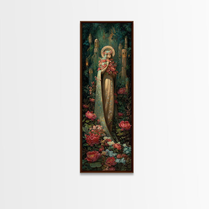 Ancient Goddess Statue Covered Canvas Print, Mythological Art, Art, Living Room Decor, Fine Art, Legend, Gothic Home Decor, MYT-1x3-60