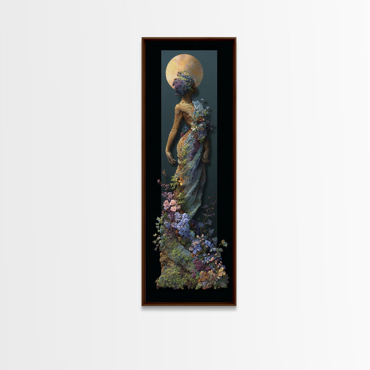 Ancient Goddess Statue Covered Framed Canvas Print, Mythological Art, Digital Art, Living Room Decor, Oil Painting, Legend, MYT-1x3-84