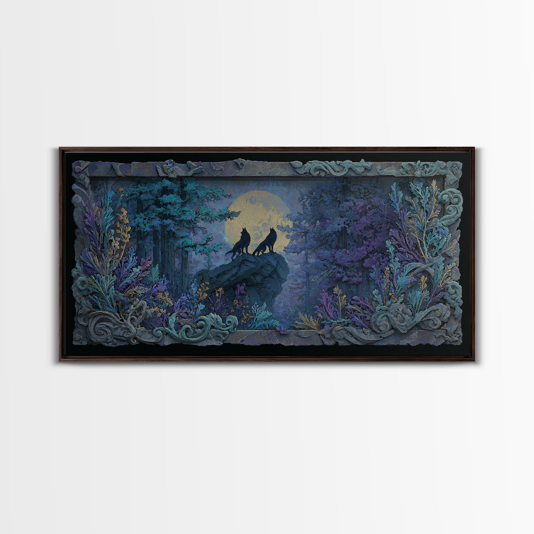 Hades and Cerberus Silhouette Framed Canvas Print, Mythological Art, Minimalist Decor, Living Room Decor, Fine Art, Legend, MYT-2x1-28