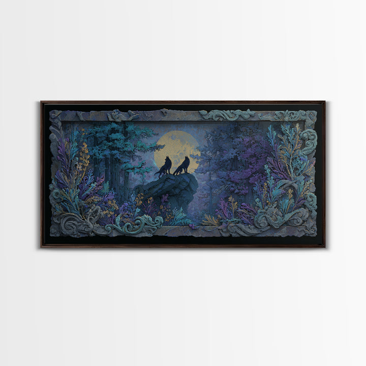 Hades and Cerberus Silhouette Framed Canvas Print, Mythological Art, Minimalist Decor, Living Room Decor, Fine Art, Legend, MYT-2x1-28