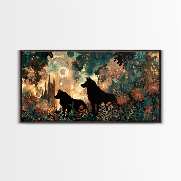 Hades and Cerberus Silhouette Canvas Print, Mythological Art, Boho Decor, Living Room Decor, Fine Art, Legend, Prints, MYT-2x1-4