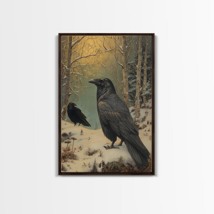 Odin Raven Pair Framed Canvas Print, Mythological Art, Room Decor, Living Room Decor, Fine Art, Legend, Art Print, Digital Art, MYT-2x3-51