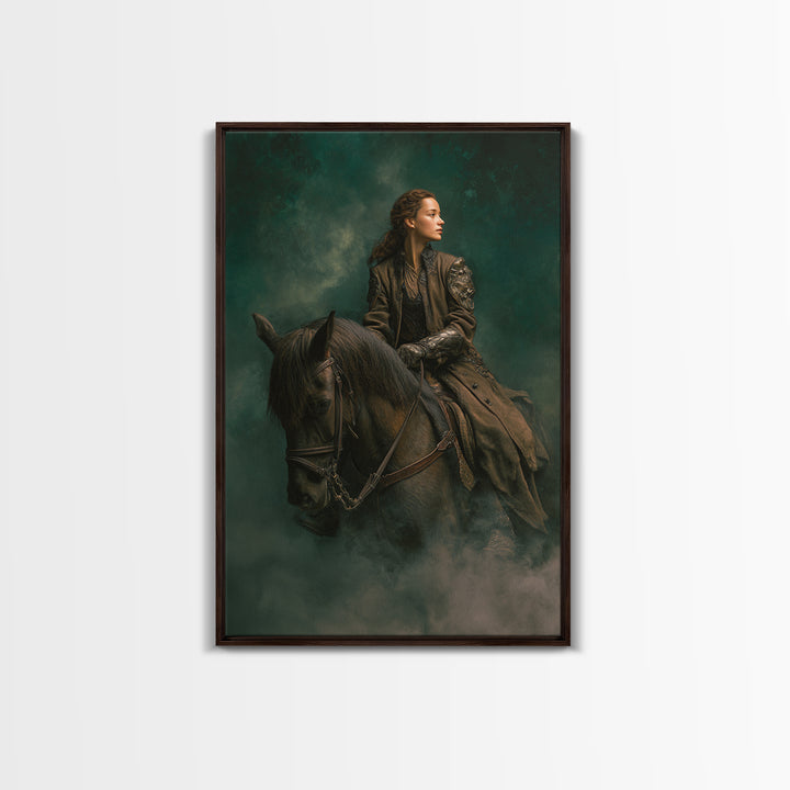 Norse Valkyrie Riding Through Storm Clouds Canvas Print, Mythological Art, Gothic Home Decor, Living Room Decor, Legend, MYT-2x3-89