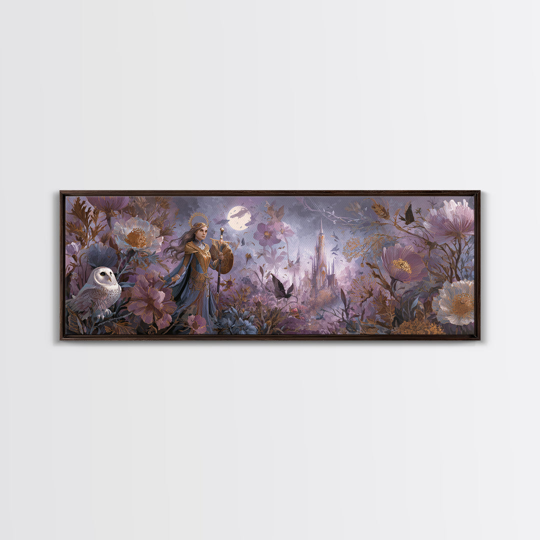 Athena Warrior Woman Framed Canvas Print, Mythological Art, Digital Art, Living Room Decor, Legend, Living Room Wall Art, MYT-3x1-18