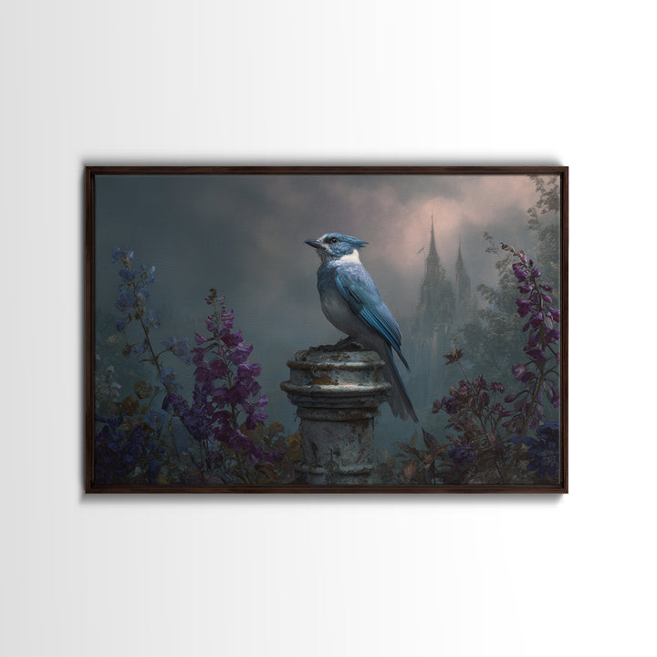 Griffin Perched on Ancient Stone Column Framed Canvas Print, Mythological Art, Art Print, Living Room Decor, Fine Art, Legend, MYT-3x2-18
