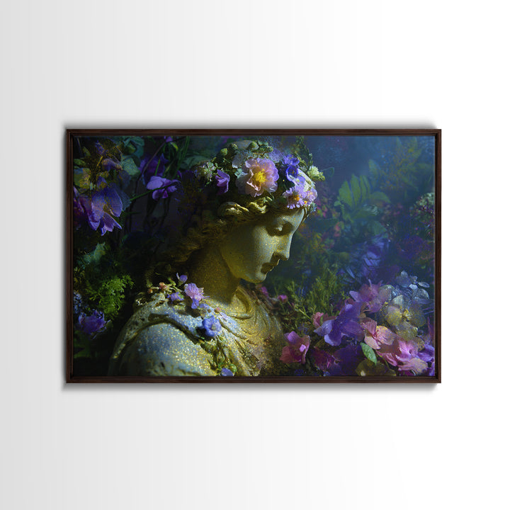 Ancient Goddess Statue Covered Framed Canvas Print, Mythological Art, Wall Art Prints, Living Room Decor, Fine Art, Legend, MYT-3x2-28