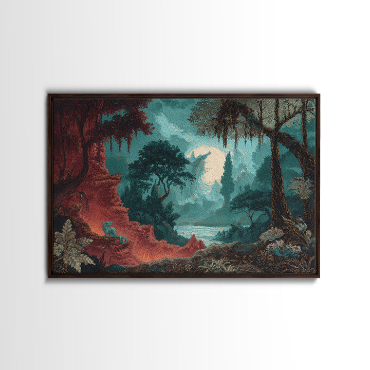 Phoenix Rising from Ashes Framed Canvas Print, Mythological Art, Bedroom Wall Art, Living Room Decor, Watercolor Art, Legend, MYT-3x2-41