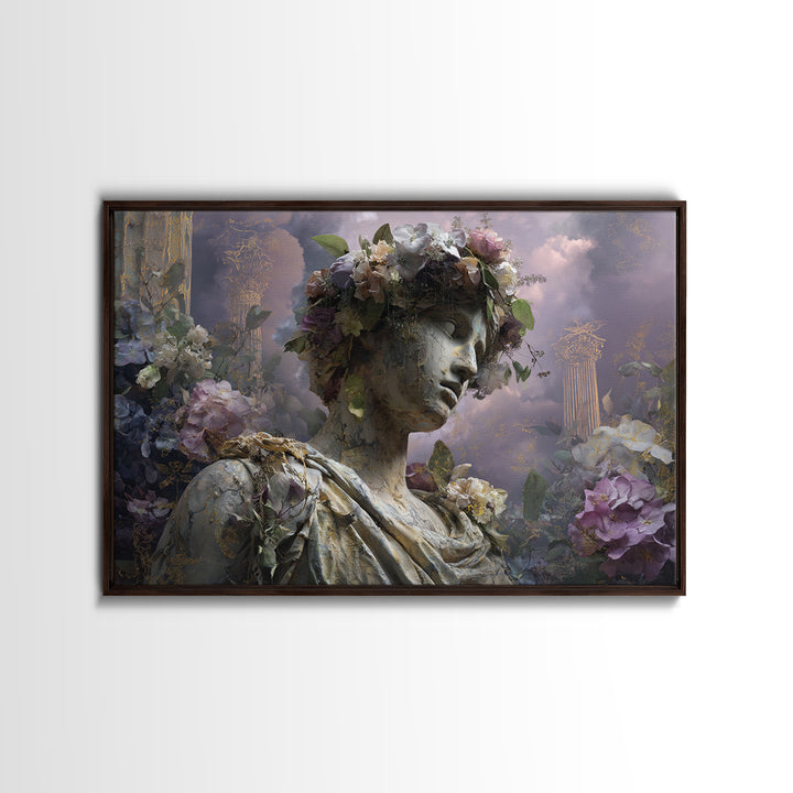 Ancient Goddess Statue Covered Canvas Print, Mythological Art, Printable Art, Living Room Decor, Legend, Unique Home Decor, MYT-3x2-52