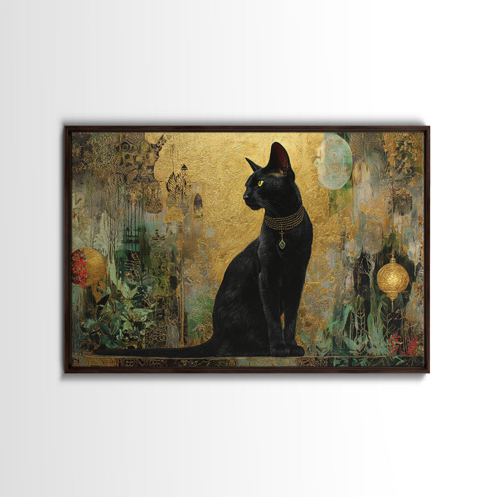 Bastet Cat Goddess Framed Canvas Print, Mythological Art, Home Decor, Living Room Decor, Fine Art, Legend, Contemporary Art, MYT-3x2-64
