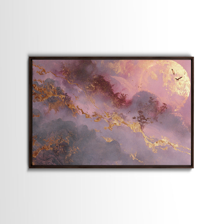 Phoenix Rising from Ashes Framed Canvas Print, Mythological Art, Bedroom Wall Art, Living Room Decor, Watercolor Art, Legend, MYT-3x2-65