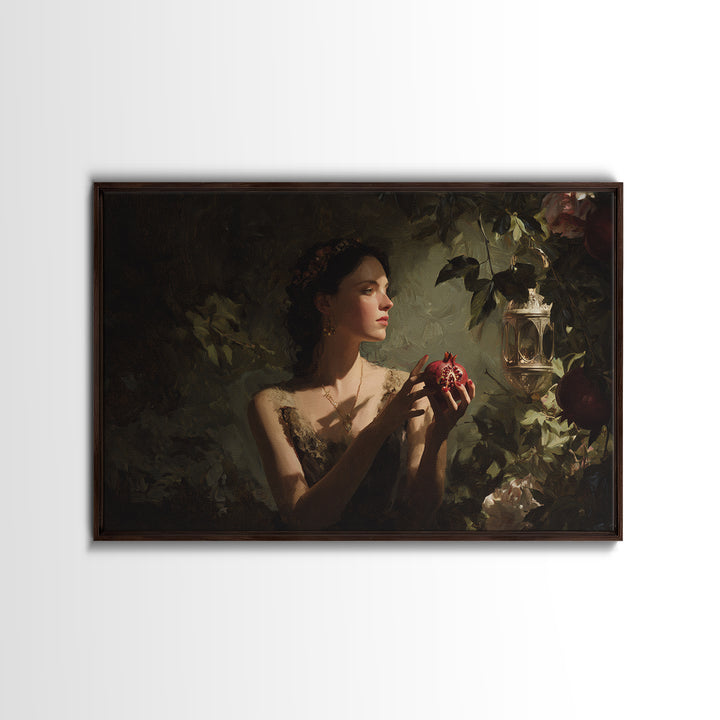 Persephone Holding Pomegranate Canvas Print, Mythological Art, Wall Art, Living Room Decor, Oil Painting, Legend, Artwork, MYT-3x2-83