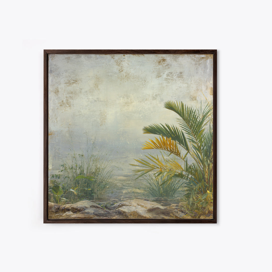 Tropical Jungle Leaves Framed Canvas Print, Nature Art, Ocean Art, Living Room Decor, Fine Art, Nature, Art Print, NAT-1x1-21
