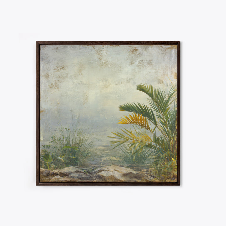 Tropical Jungle Leaves Framed Canvas Print, Nature Art, Ocean Art, Living Room Decor, Fine Art, Nature, Art Print, NAT-1x1-21