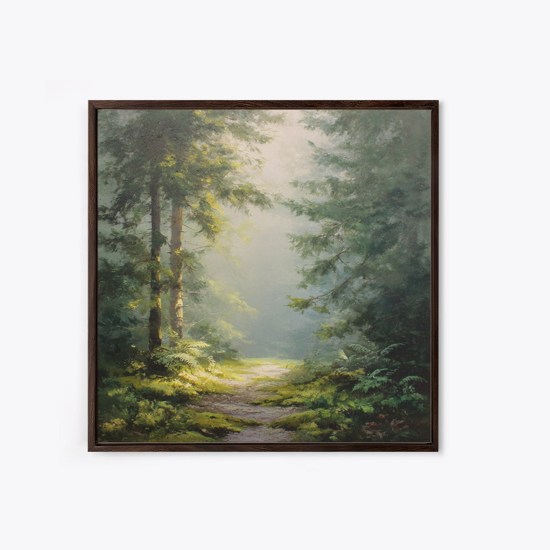 Sunlit Forest Path Canvas Print, Nature Art, Modern Decor, Living Room Decor, Fine Art, Nature, Home Decor, Poster, Wall Decor, NAT-1x1-25