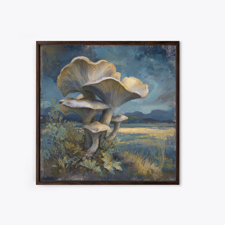 Mushroom Cluster in Enchanted Woodland Canvas Print, Nature Art, Nature Wall Art, Living Room Decor, Watercolor Art, Nature, NAT-1x1-55