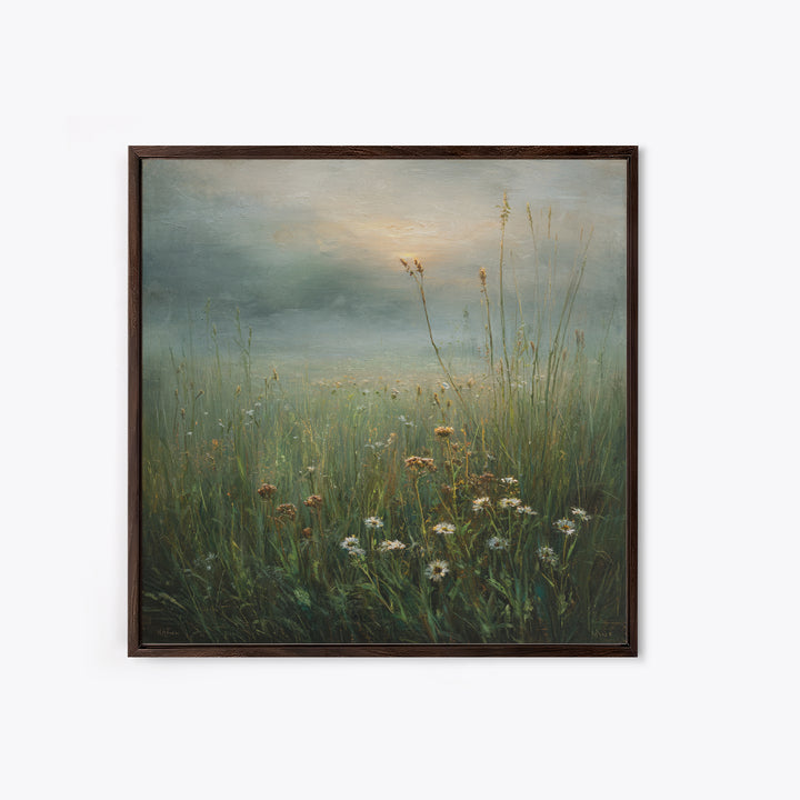 Sunrise Through Tall Grass and Wildflowers Canvas Print, Nature Art, Landscape Print, Living Room Decor, Fine Art, Nature, NAT-1x1-59