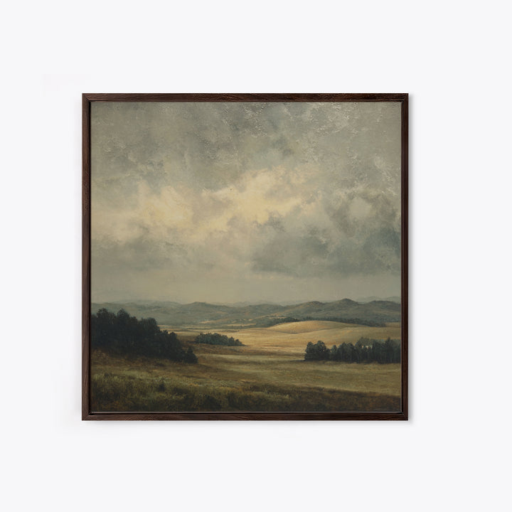 Storm Clouds over a Rolling Prairie Framed Canvas Print, Nature Art, Bird Wall Art, Living Room Decor, Fine Art, Nature, NAT-1x1-62