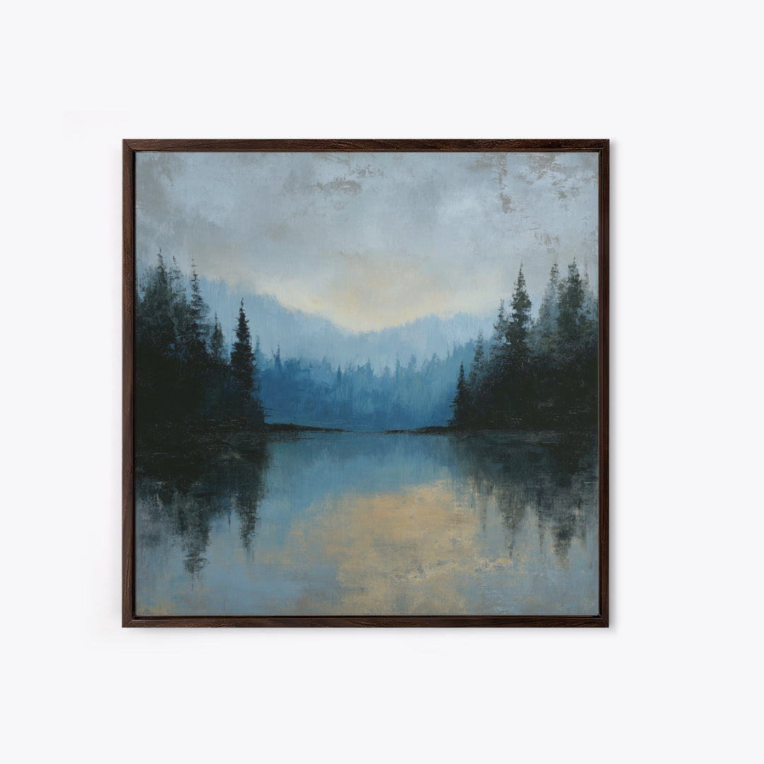 Misty Mountain Lake Canvas Print, Nature Art, Room Decor, Living Room Decor, Fine Art, Nature, Wall Hangings, Original Painting, NAT-1x1-77