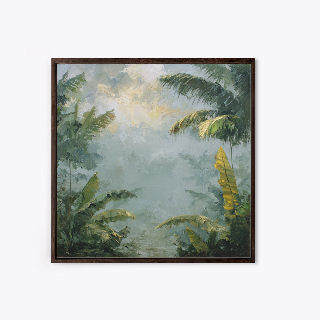 Tropical Jungle Leaves Framed Canvas Print, Nature Art, Luxury Decor, Living Room Decor, Oil Painting, Nature, Mushroom, NAT-1x1-93