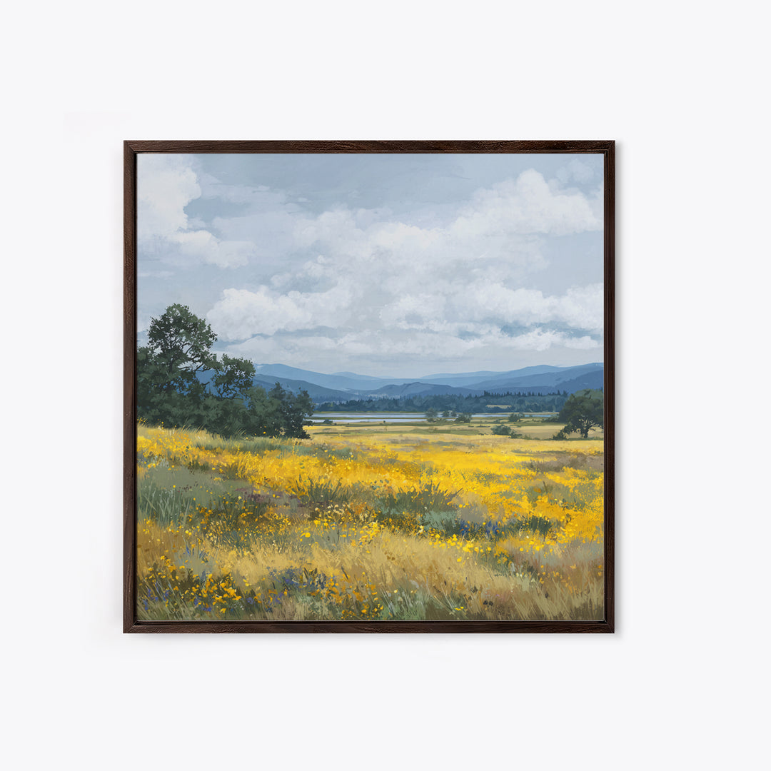 Wildflower Meadow under Soft Summer Sky Canvas Print, Nature Art, Boho Decor, Living Room Decor, Fine Art, Nature, Wall Decor, NAT-1x1-98