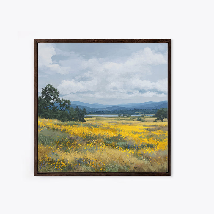 Wildflower Meadow under Soft Summer Sky Canvas Print, Nature Art, Boho Decor, Living Room Decor, Fine Art, Nature, Wall Decor, NAT-1x1-98