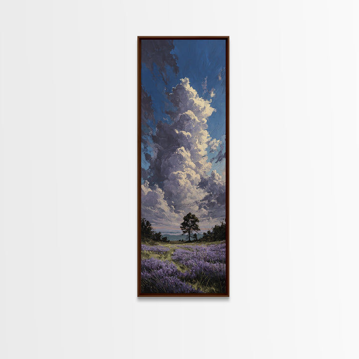 Bees Circling Lavender Blossoms Canvas Print, Nature Art, Wood Wall Art, Living Room Decor, Nature, Digital Download Art, NAT-1x3-11