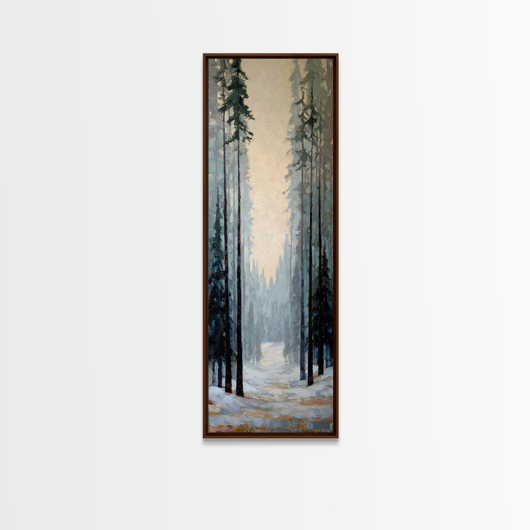 Fox Crossing a Snowy Forest Clearing Canvas Print, Nature Art, Moss Art, Living Room Decor, Oil Painting, Nature, NAT-1x3-22