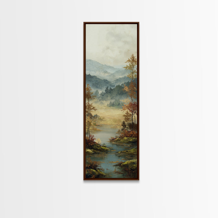 Autumn Leaves Floating on Quiet Stream Canvas Print, Nature Art, Bird Wall Art, Living Room Decor, Fine Art, Nature, NAT-1x3-42