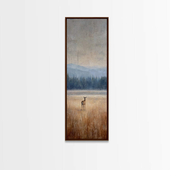 Deer Standing in a Golden Field Canvas Print, Nature Art, Contemporary Art, Living Room Decor, Fine Art, Nature, Framed Art, NAT-1x3-44