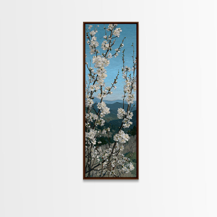 Spring Cherry Blossoms Framed Canvas Print, Nature Art, Home Decor, Living Room Decor, Fine Art, Nature, Abstract Wall Art, NAT-1x3-52