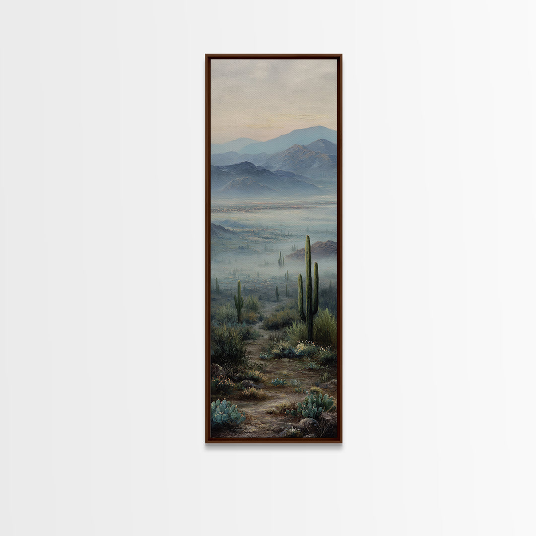Desert Cactus Blooming After Rain Canvas Print, Nature Art, Wall Hangings, Living Room Decor, Nature, Stained Glass Art, NAT-1x3-56