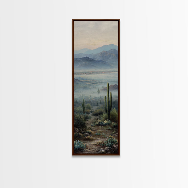 Desert Cactus Blooming After Rain Canvas Print, Nature Art, Wall Hangings, Living Room Decor, Nature, Stained Glass Art, NAT-1x3-56