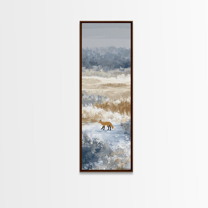 Fox Crossing a Snowy Forest Clearing Framed Canvas Print, Nature Art, Nature Wall Art, Living Room Decor, Fine Art, Nature, NAT-1x3-70